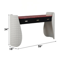 Jamonica Gray/Glossy Wood Grain Top Vanity Desk - Ornate Home