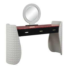 Jamonica Gray/Glossy Wood Grain Top Vanity Desk - Ornate Home