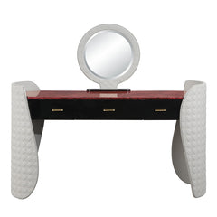 Jamonica Gray/Glossy Wood Grain Top Vanity Desk - Ornate Home