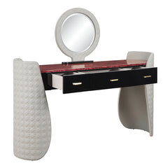 Jamonica Gray/Glossy Wood Grain Top Vanity Desk - Ornate Home