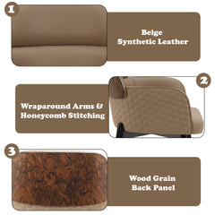 Jamonica Latte Leatherette/Black Arm Chair - Ornate Home