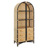 Jane 71 Inch Tall Arched Natural Rattan Bookshelf - Ornate Home