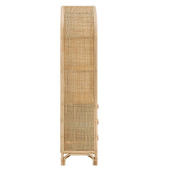 Jane 71 Inch Tall Arched Natural Rattan Bookshelf - Ornate Home