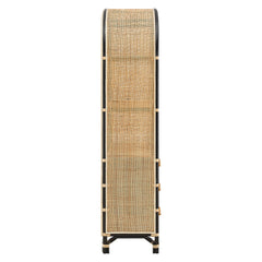 Jane 71 Inch Tall Arched Natural Rattan Bookshelf - Ornate Home