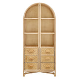 Jane 71 Inch Tall Arched Natural Rattan Bookshelf - Ornate Home