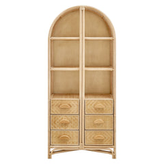 Jane 71 Inch Tall Arched Natural Rattan Bookshelf - Ornate Home