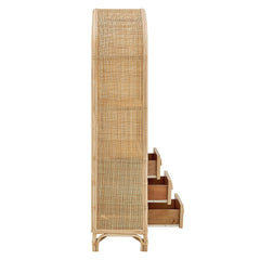 Jane 71 Inch Tall Arched Natural Rattan Bookshelf - Ornate Home