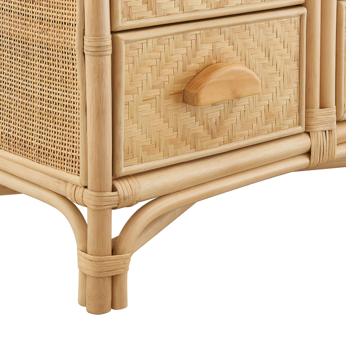 Jane 71 Inch Tall Arched Natural Rattan Bookshelf - Ornate Home