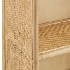 Jane 71 Inch Tall Arched Natural Rattan Bookshelf - Ornate Home