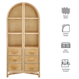 Jane 71 Inch Tall Arched Natural Rattan Bookshelf - Ornate Home