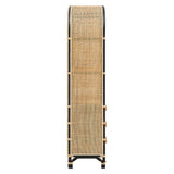 Jane Natural/Black 71 Inch Tall Arched Natural Rattan Bookshelf - Ornate Home