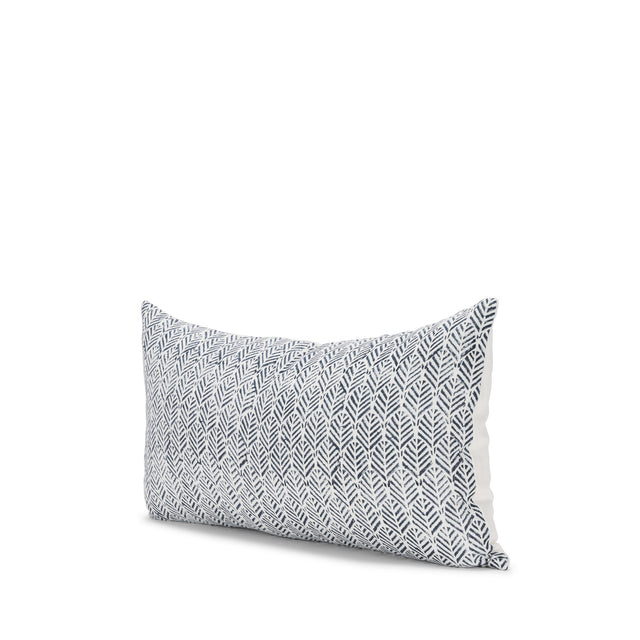Janelle Cream/Indigo 14x26 Linen Lumbar Pillow Cover - Ornate Home