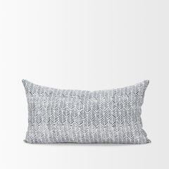 Janelle Cream/Indigo 14x26 Linen Lumbar Pillow Cover - Ornate Home