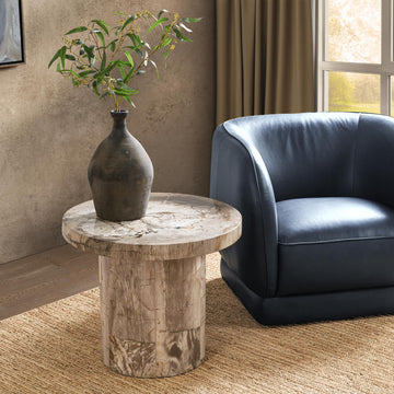 Janelle Sepia Vein Round Accent Table - Ornate Home