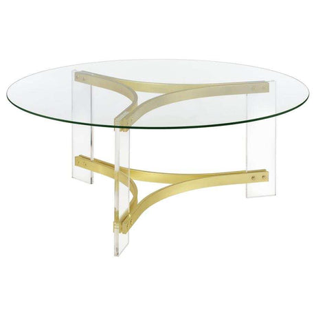 Janessa Clear & Matte Brass Coffee Table w/ Acrylic Legs - Ornate Home