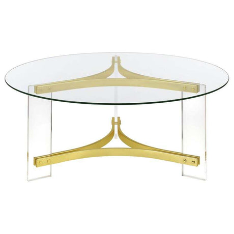 Janessa Clear & Matte Brass Coffee Table w/ Acrylic Legs - Ornate Home