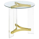 Janessa Clear & Matte Brass End Table w/ Acrylic Legs - Ornate Home