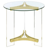 Janessa Clear & Matte Brass End Table w/ Acrylic Legs - Ornate Home