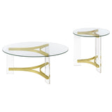 Janessa Matte Brass 2-piece Acrylic Coffee and End Table Set - Ornate Home