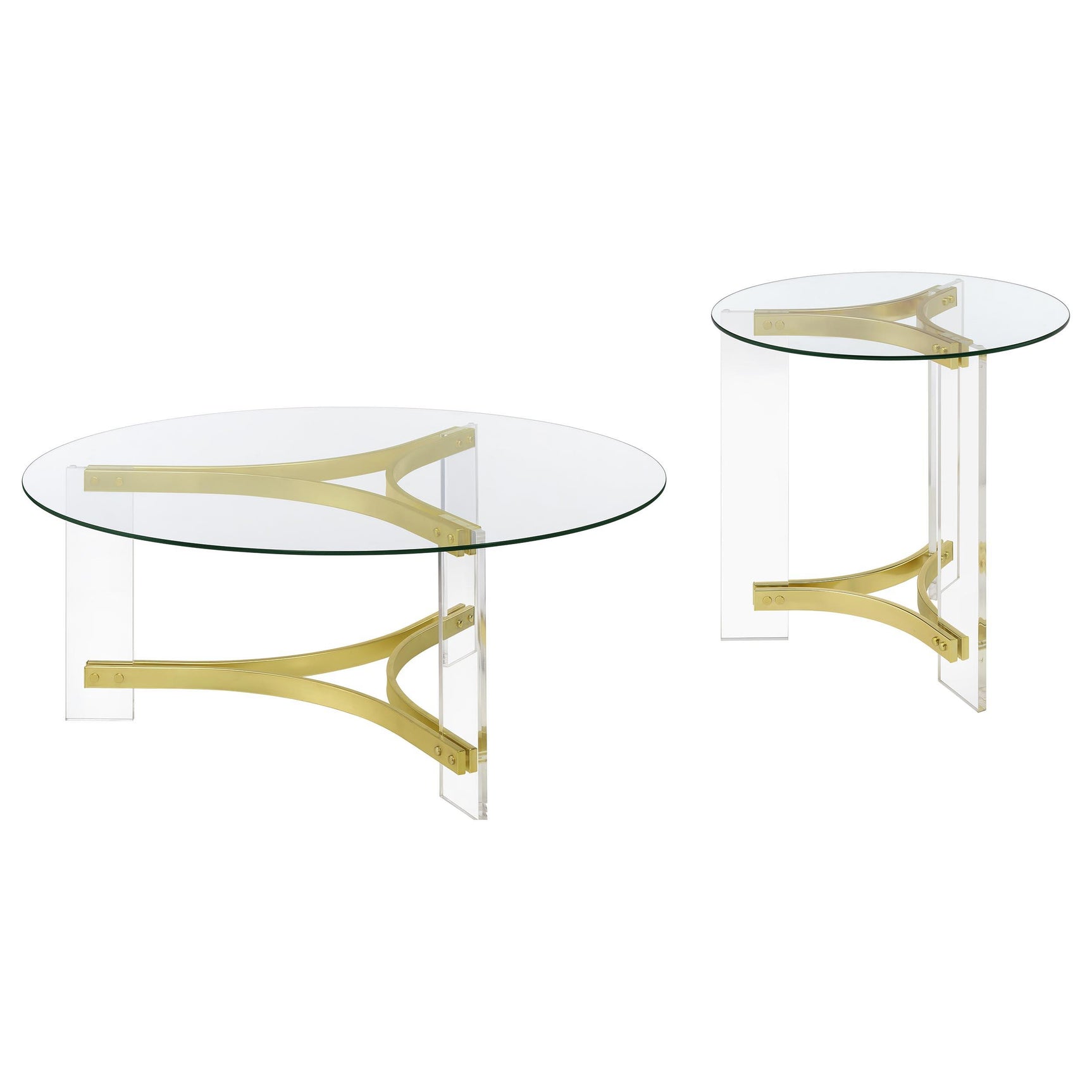 Janessa Matte Brass 2-piece Acrylic Coffee and End Table Set - Ornate Home