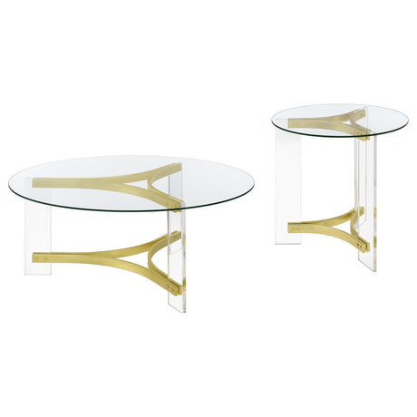 Janessa Matte Brass 2-piece Acrylic Coffee and End Table Set - Ornate Home