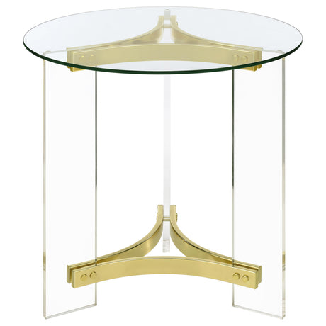 Janessa Matte Brass 2-piece Acrylic Coffee and End Table Set - Ornate Home