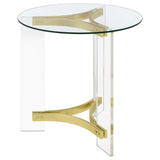 Janessa Matte Brass 2-piece Acrylic Coffee and End Table Set - Ornate Home