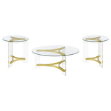 Janessa Matte Brass 3-piece Acrylic Coffee and End Table Set - Ornate Home