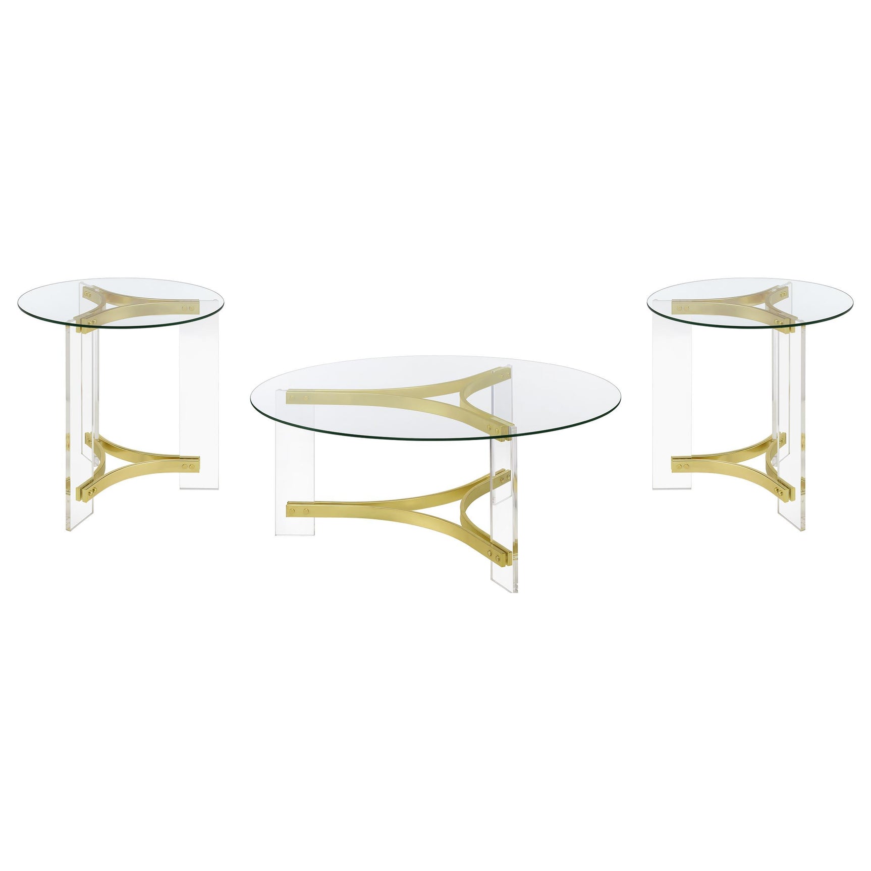 Janessa Matte Brass 3-piece Acrylic Coffee and End Table Set - Ornate Home