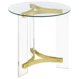Janessa Matte Brass 3-piece Acrylic Coffee and End Table Set - Ornate Home