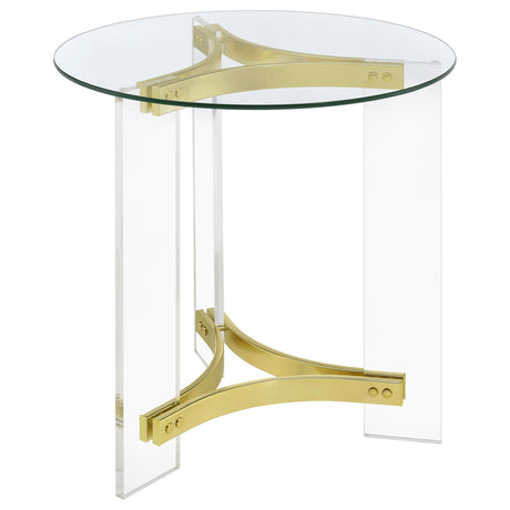 Janessa Matte Brass 3-piece Acrylic Coffee and End Table Set - Ornate Home