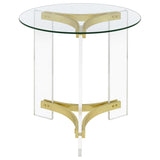 Janessa Matte Brass 3-piece Acrylic Coffee and End Table Set - Ornate Home