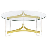 Janessa Matte Brass 3-piece Acrylic Coffee and End Table Set - Ornate Home