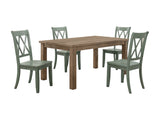 Janina Narural/Teal 5-piece Dinig Table Set - Ornate Home