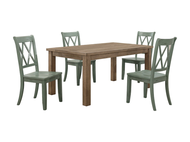 Janina Narural/Teal 5-piece Dinig Table Set - Ornate Home