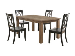 Janina Natural/Black 5-piece Dinig Table Set - Ornate Home