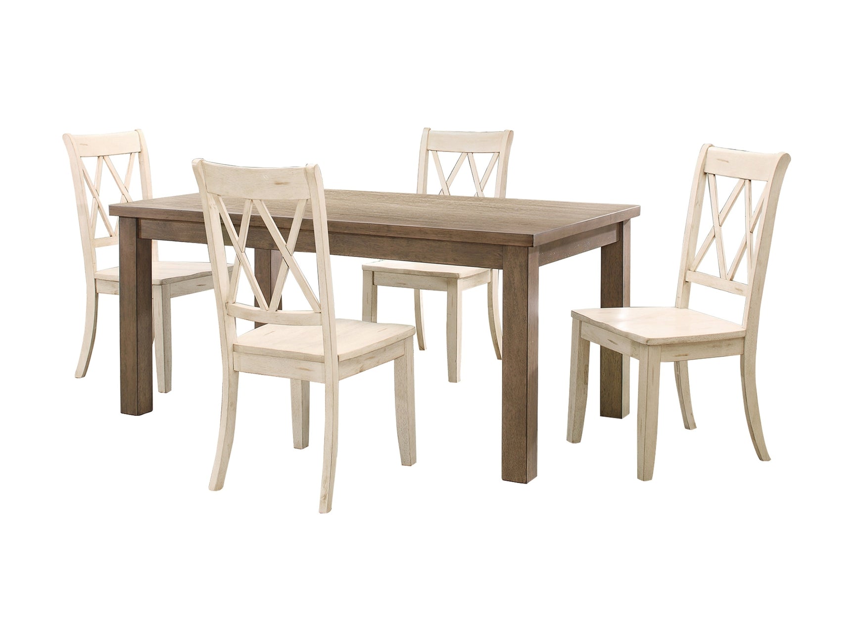 Janina Natural / White 5-piece Dinig Table Set - Ornate Home