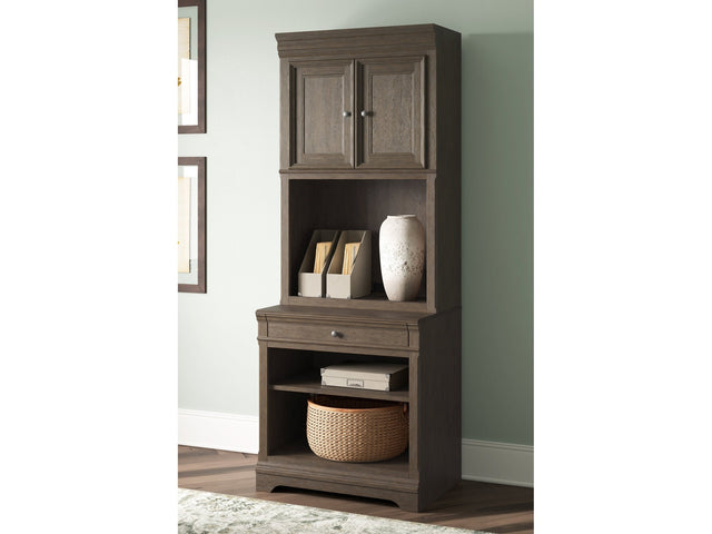 Janismore Weathered Gray Bookcase - Ornate Home