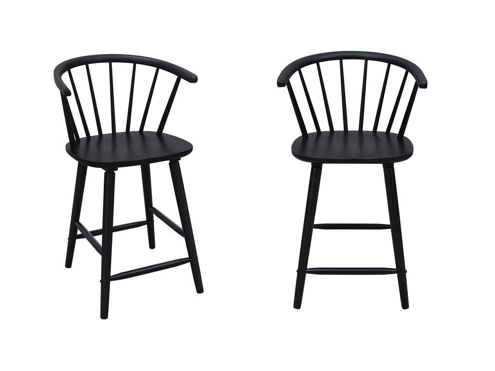 Janna Black Counter Height Stool (Set of 2) - Ornate Home