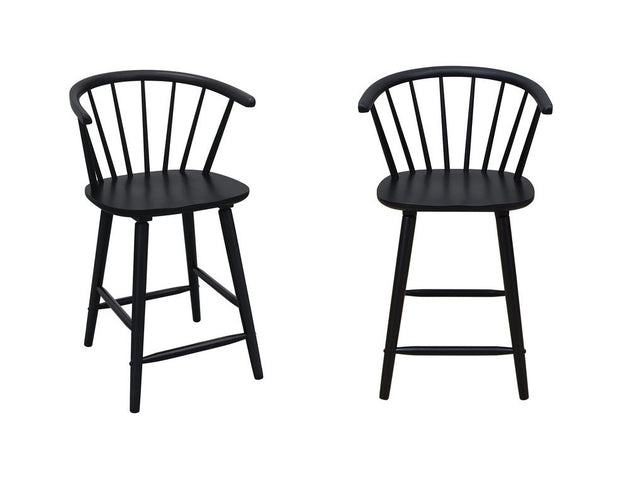 Janna Black Counter Height Stool (Set of 2) - Ornate Home