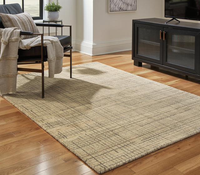 Janston Ivory/Gray/Tan Medium Rug - Ornate Home