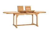 January Oval Teak Outdoor Dining Table with Double Extensions and Umbrella Hole - Ornate Home