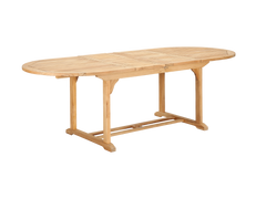 January Oval Teak Outdoor Dining Table with Double Extensions and Umbrella Hole - Ornate Home