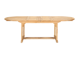 January Oval Teak Outdoor Dining Table with Double Extensions and Umbrella Hole - Ornate Home
