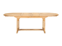 January Oval Teak Outdoor Dining Table with Double Extensions and Umbrella Hole - Ornate Home