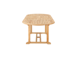 January Oval Teak Outdoor Dining Table with Double Extensions and Umbrella Hole - Ornate Home