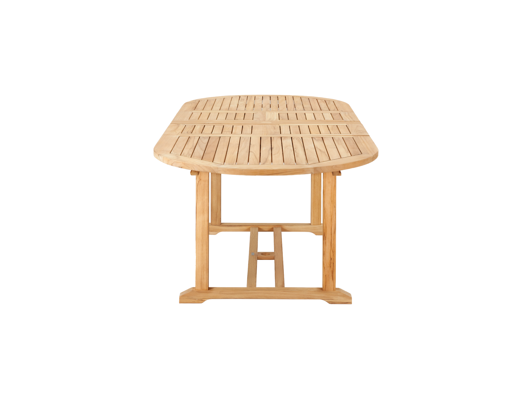 January Oval Teak Outdoor Dining Table with Double Extensions and Umbrella Hole - Ornate Home