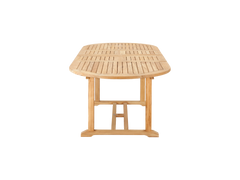 January Oval Teak Outdoor Dining Table with Double Extensions and Umbrella Hole - Ornate Home