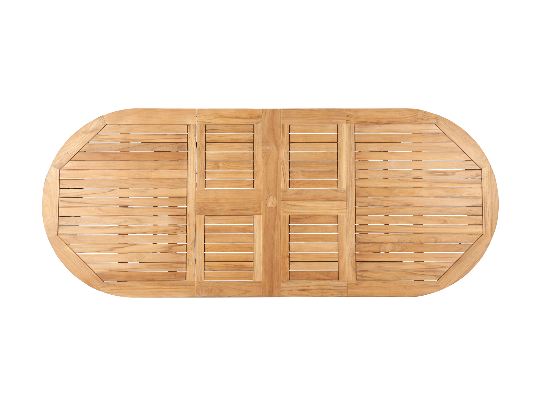 January Oval Teak Outdoor Dining Table with Double Extensions and Umbrella Hole - Ornate Home