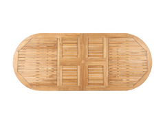 January Oval Teak Outdoor Dining Table with Double Extensions and Umbrella Hole - Ornate Home